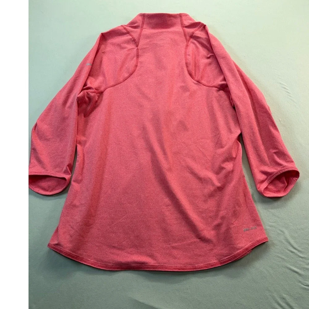 Nike Pullover Women L Pink Dri-FIT Quarter Zip Athletic Heathered Training Top
